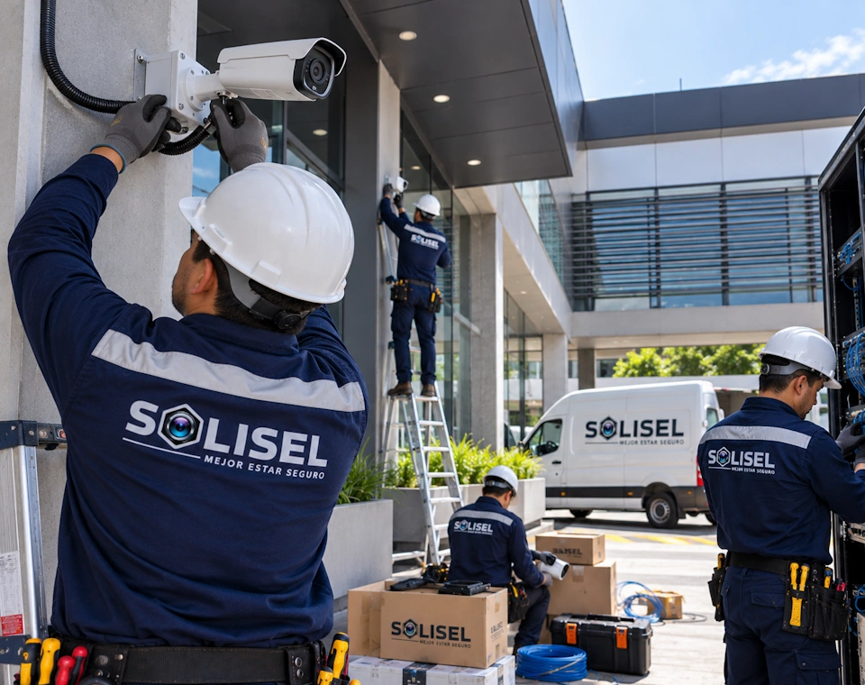 Equipo técnico de SOLISEL en un proyecto especial de seguridad electrónica