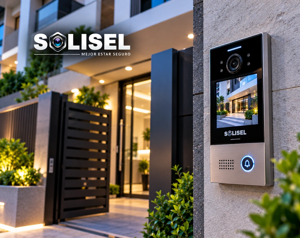 Videoportero IP instalado por SOLISEL en la entrada de un edificio en Bogotá